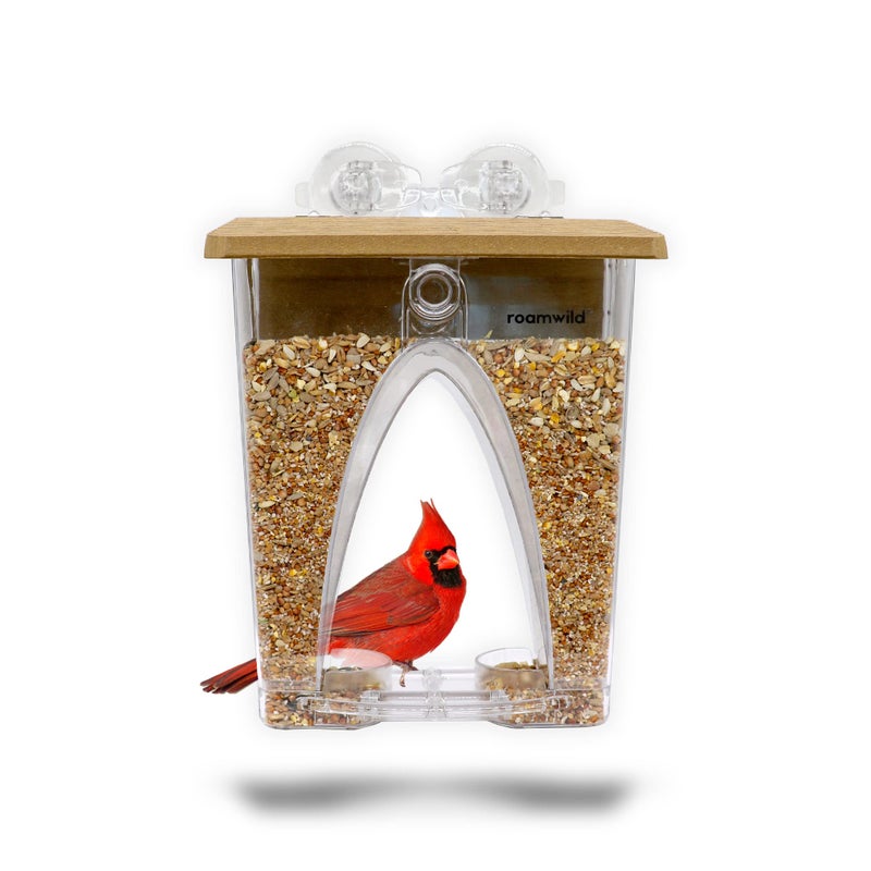 Roamwild Beautiful Arch Window Wild Bird Feeder with Huge 4LBS Capacity & Ultra Strong Dual Suction Technology for Outdoors with Drainage Holes & Window Protectors - Image 1